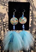 Coyote and dentalium with glass beads earrings
