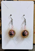 Seal skin and rhodonite earrings