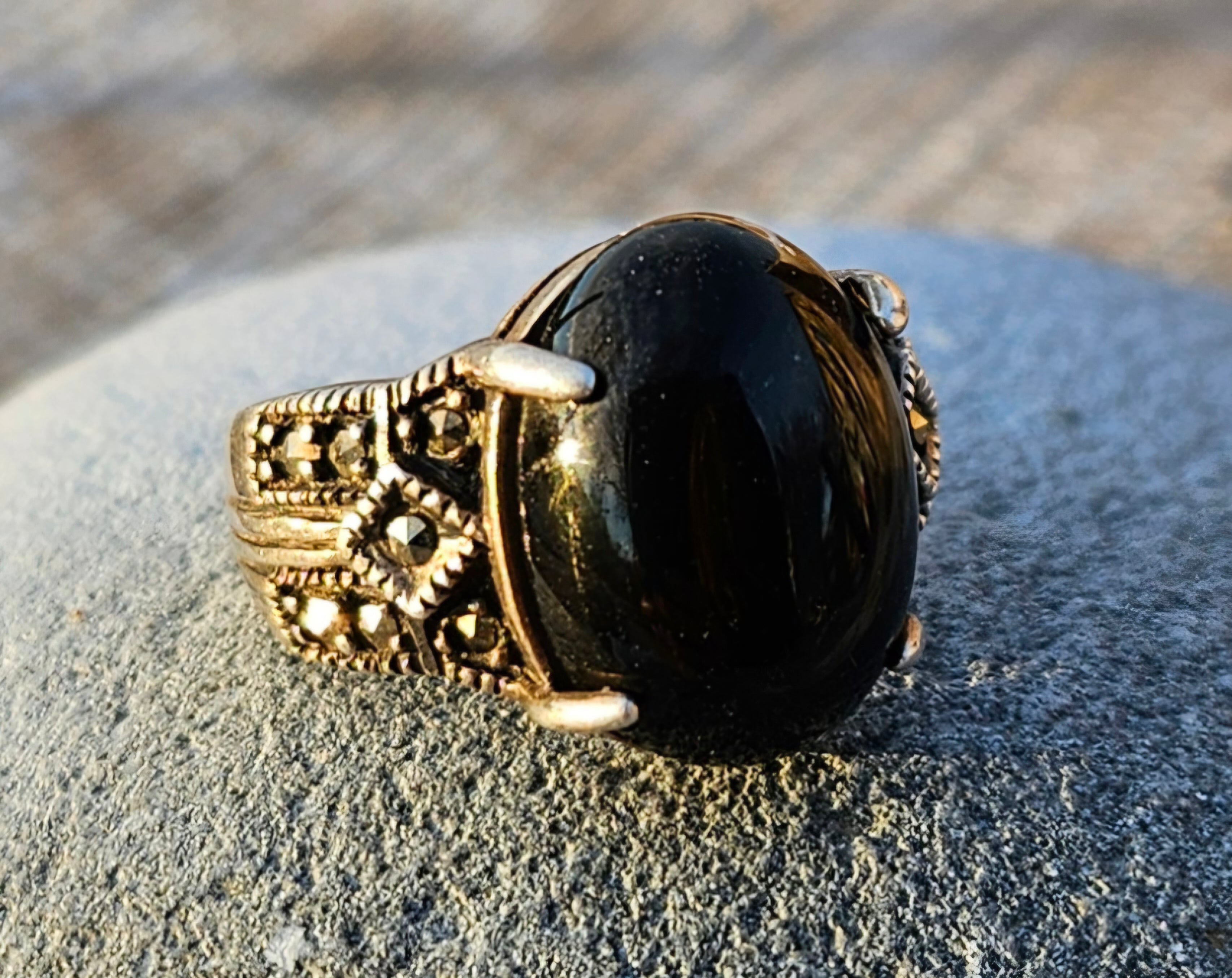 Sterling silver onyx ring