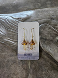 #66 907 lmm Earrings: Amber and Clear Cream Mushrooms
