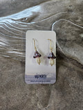 #77 907 lmm Earrings: Purple and Ivory Melon Beads