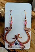 #1025 907 lmm Earring: Fish Hook copper and pink bead