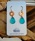 #119 907 lmm Earrings: Copper Links and Teal Frost