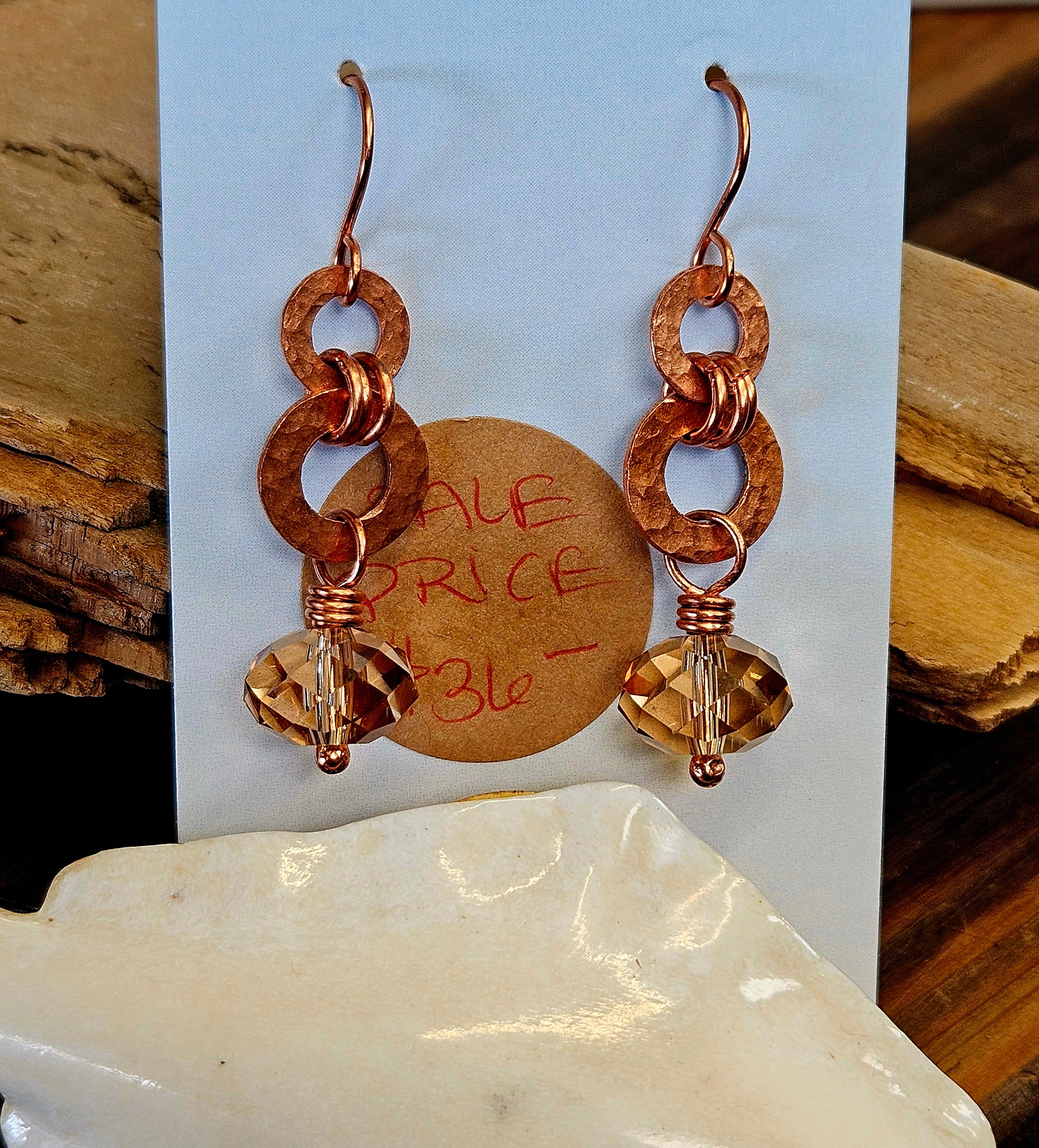 40b 907 lmm Earrings: Copper links with Swarovski Crystals