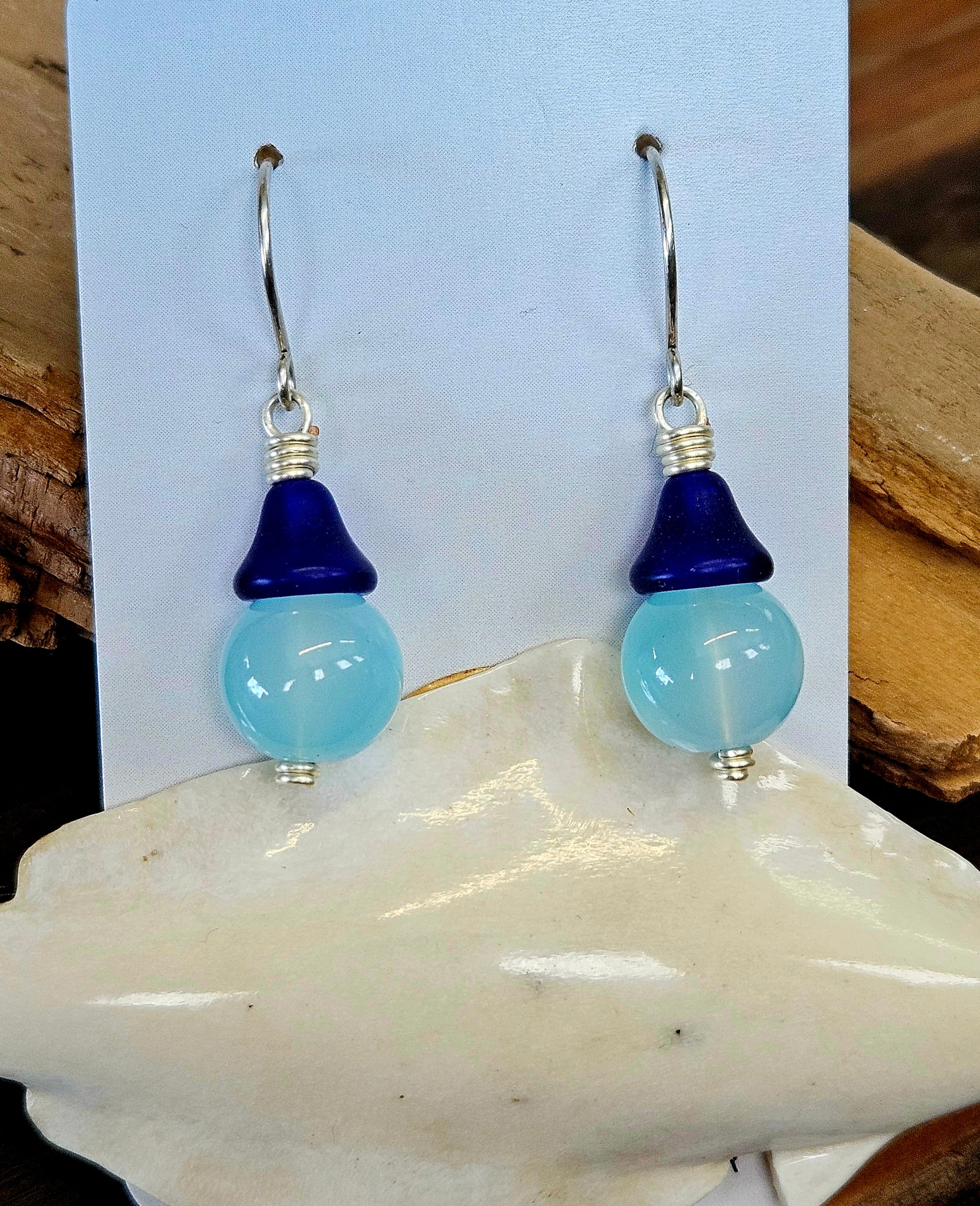 #1008 907 lmm Blue buoy earrings