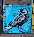Blueberry Crow 16x16 canvas print