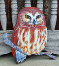 Saw whet owl: paint on wood 8x8 in