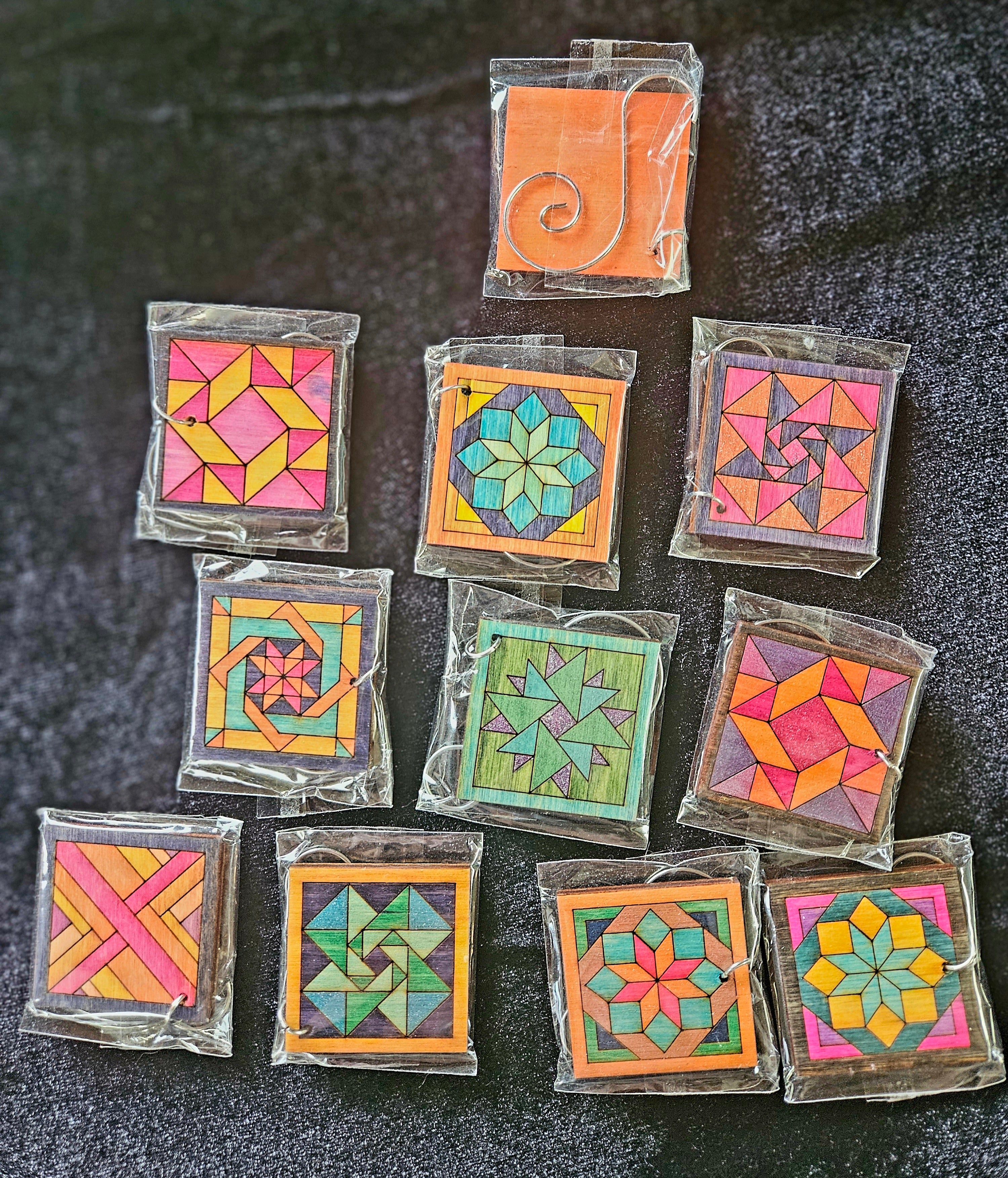 Wood square ornament