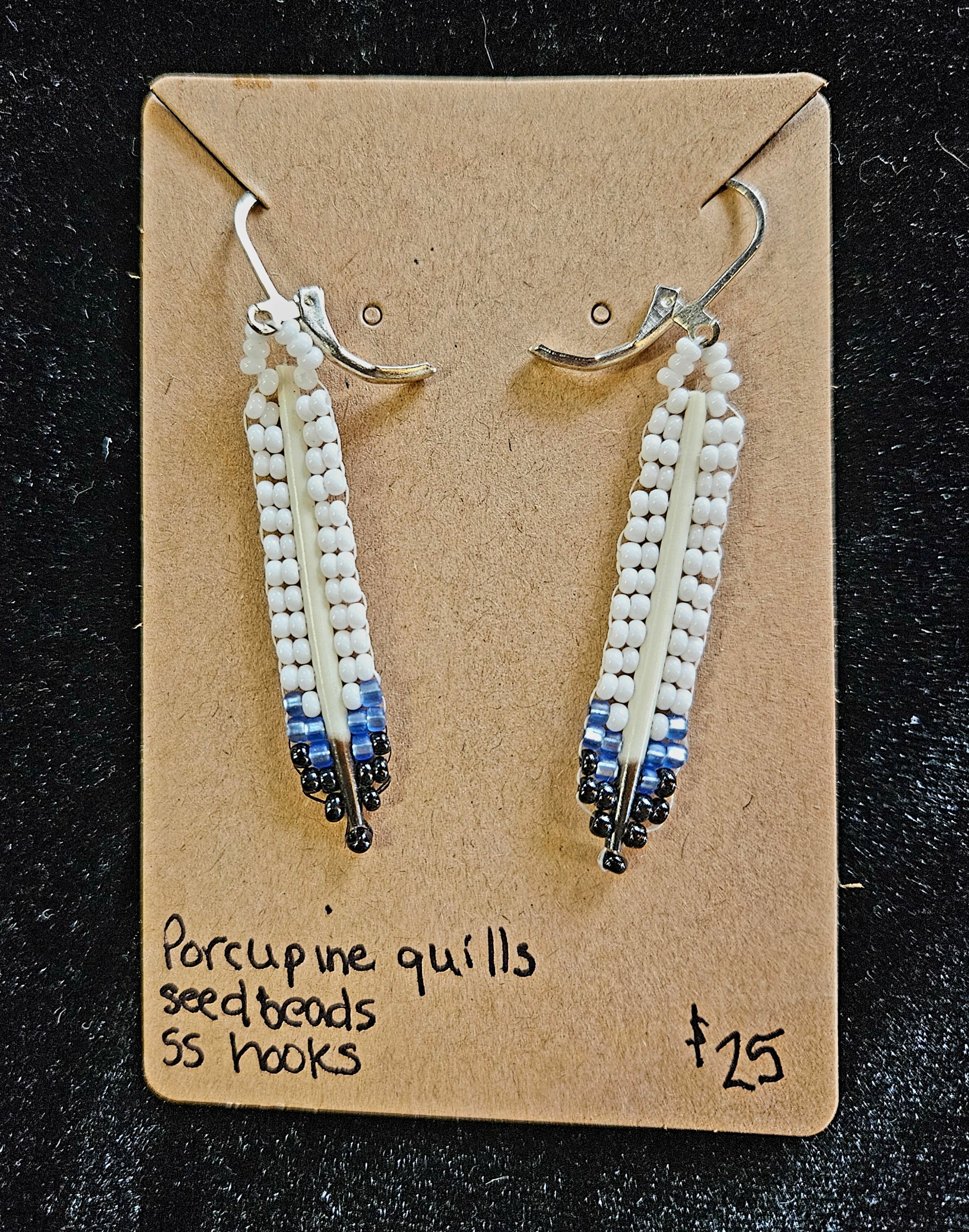 RH1: porcupine quill and seed beads