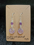 RH6: Crystal and amethyst, sterling hooks