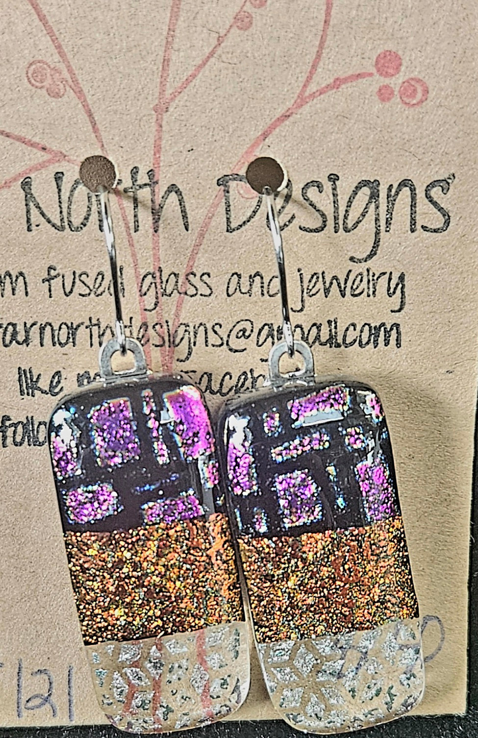 #121 rectangle dichroic earring