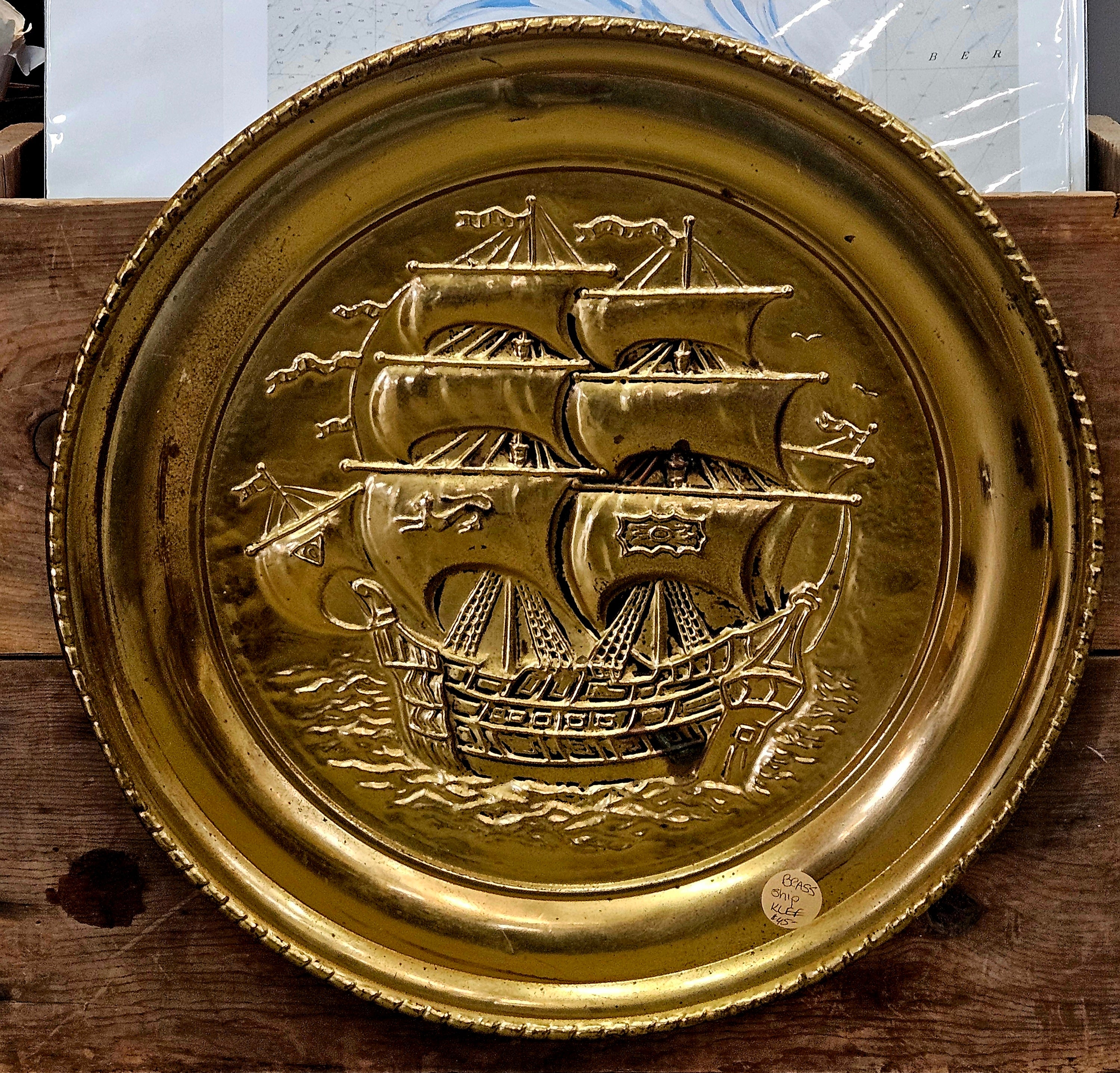 Brass ship wall hanging