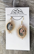 Seal skin earrings with jasper beads