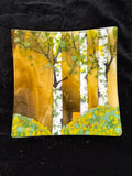 #211 birch trees glass plate