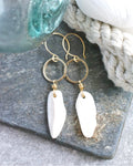 (#250 ws) Earrings: Whiskey Gulch shells, brass with circle links, circle ear wires