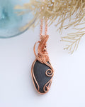 (#296 ws) Necklace:  Nikiski park stone, copper wrapped w/copper beads 20 inch w/hook