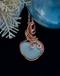 (#297 ws) Necklace: glass beach (Unalaska) stone, copper wrapped, 20 in chain with clasp