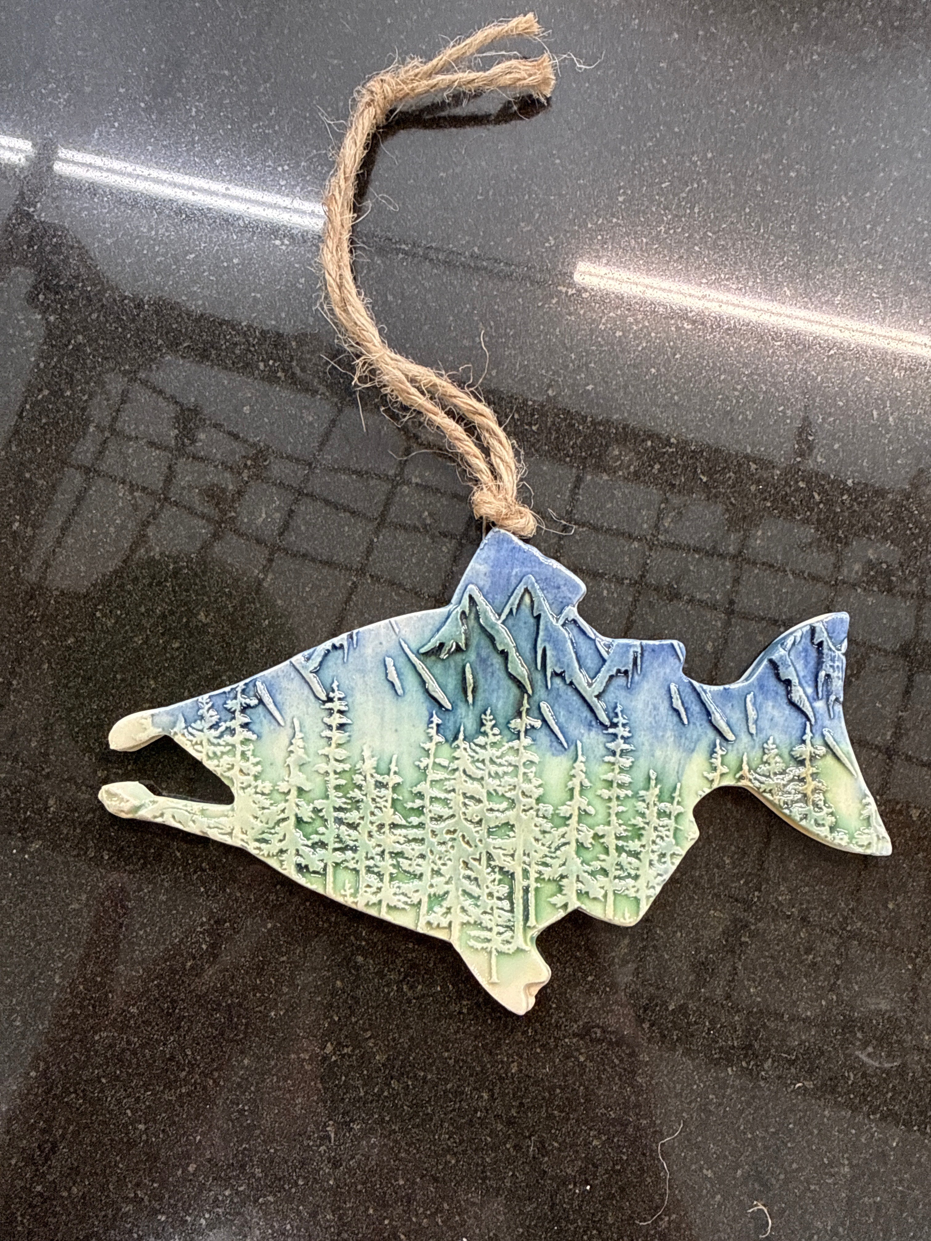 Large Pottery Ornament salmon