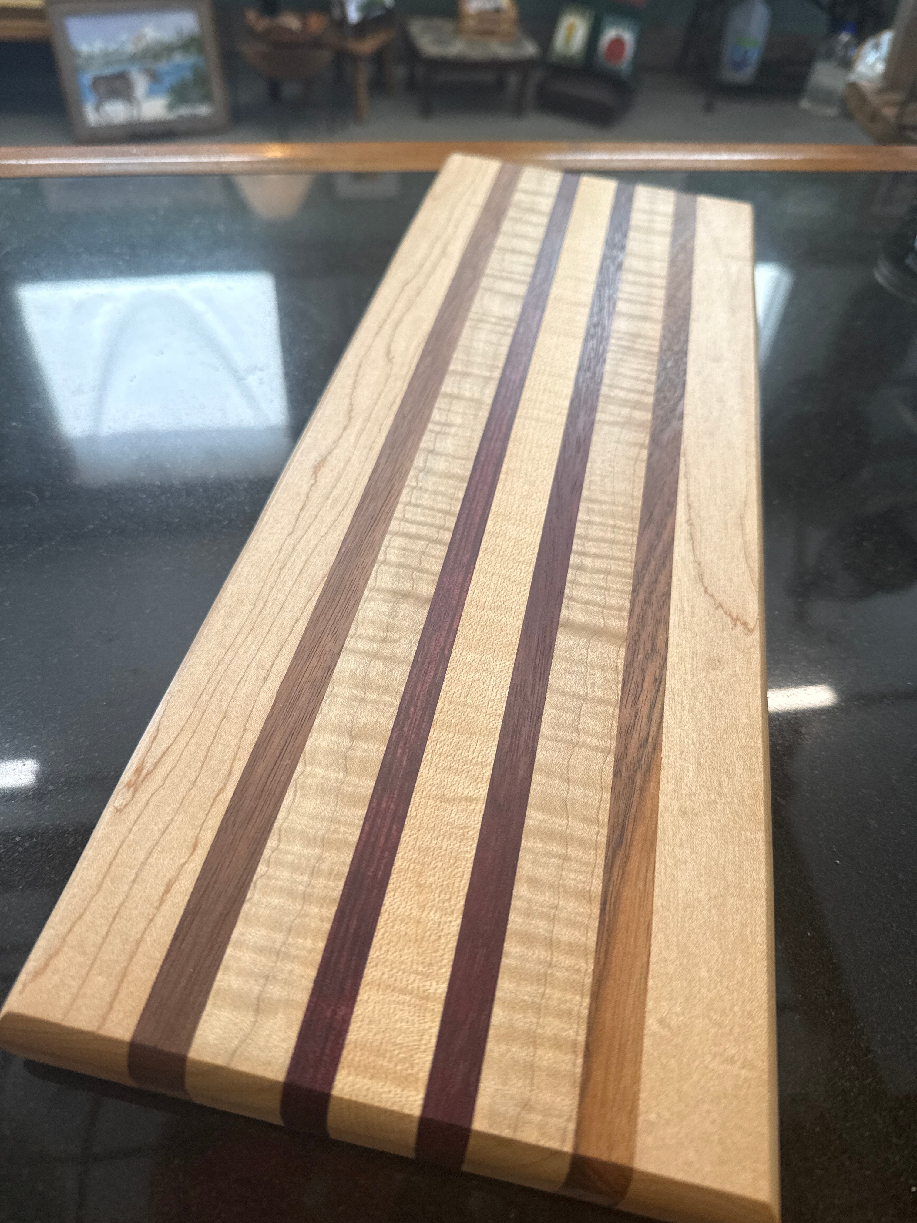 #37 Wavy Maple, Walnut and Padauk cutting board
