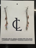 Earrings: Delicate steel chain with copper wires glass beads. E17