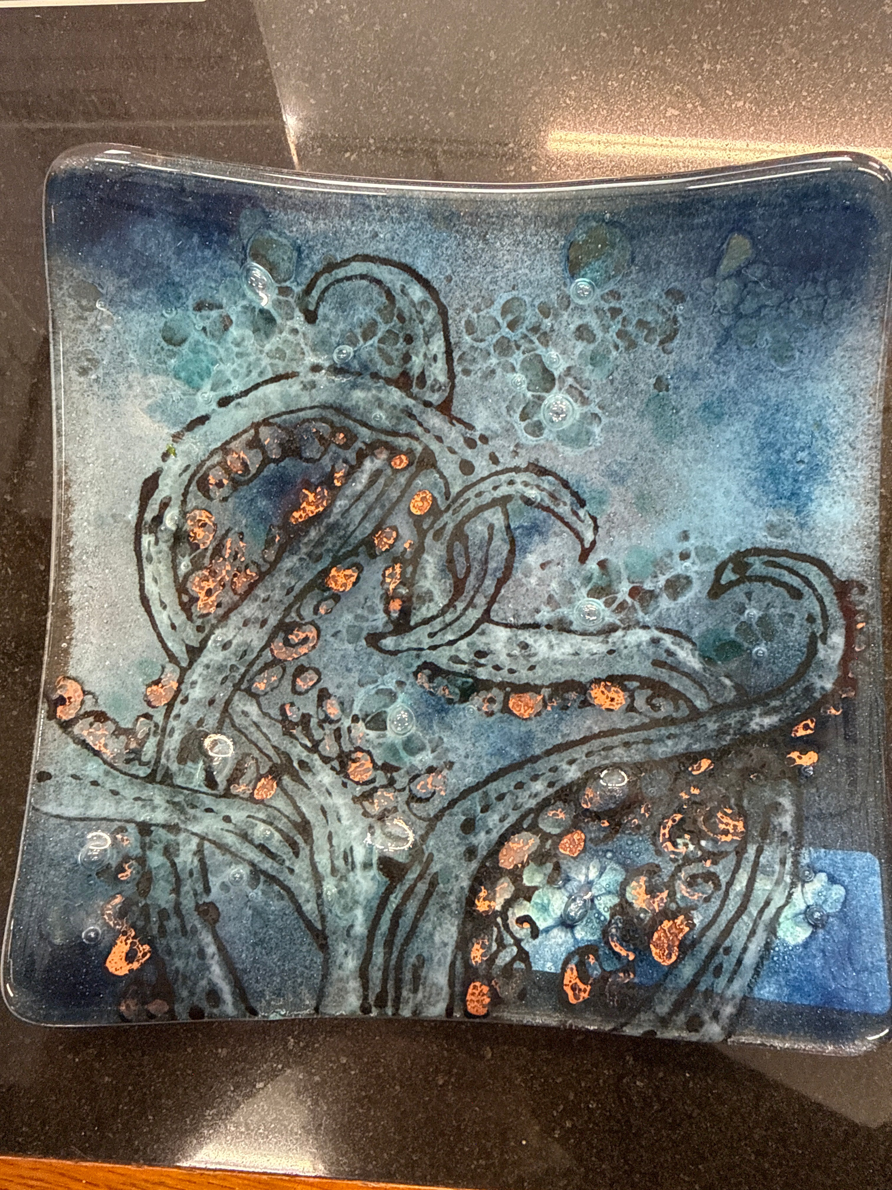 #365 glass dish with Octopus