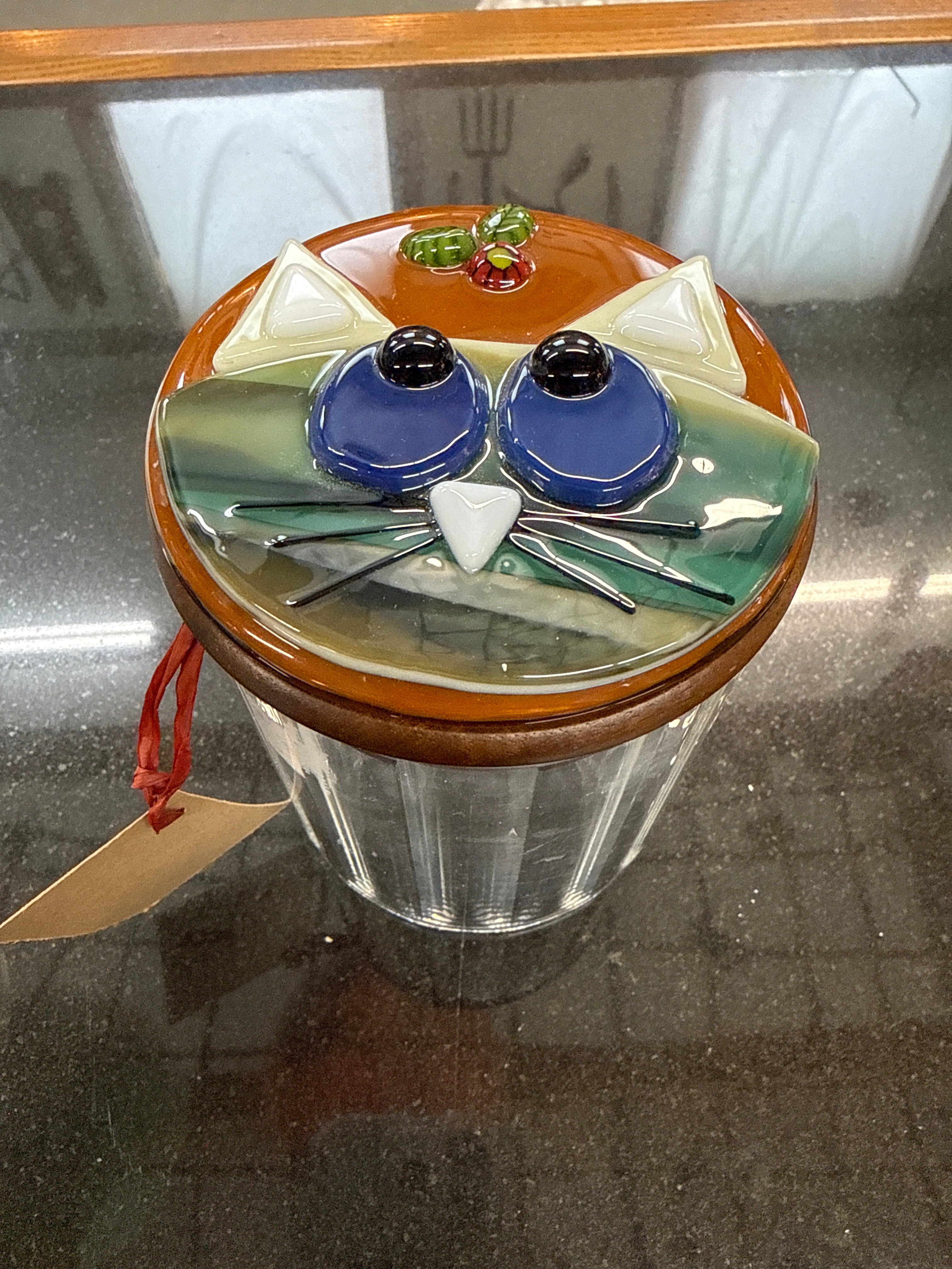 #297 Cat Lid Glass Jar
