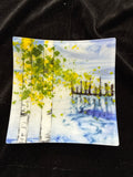 #212 birch trees glass plate