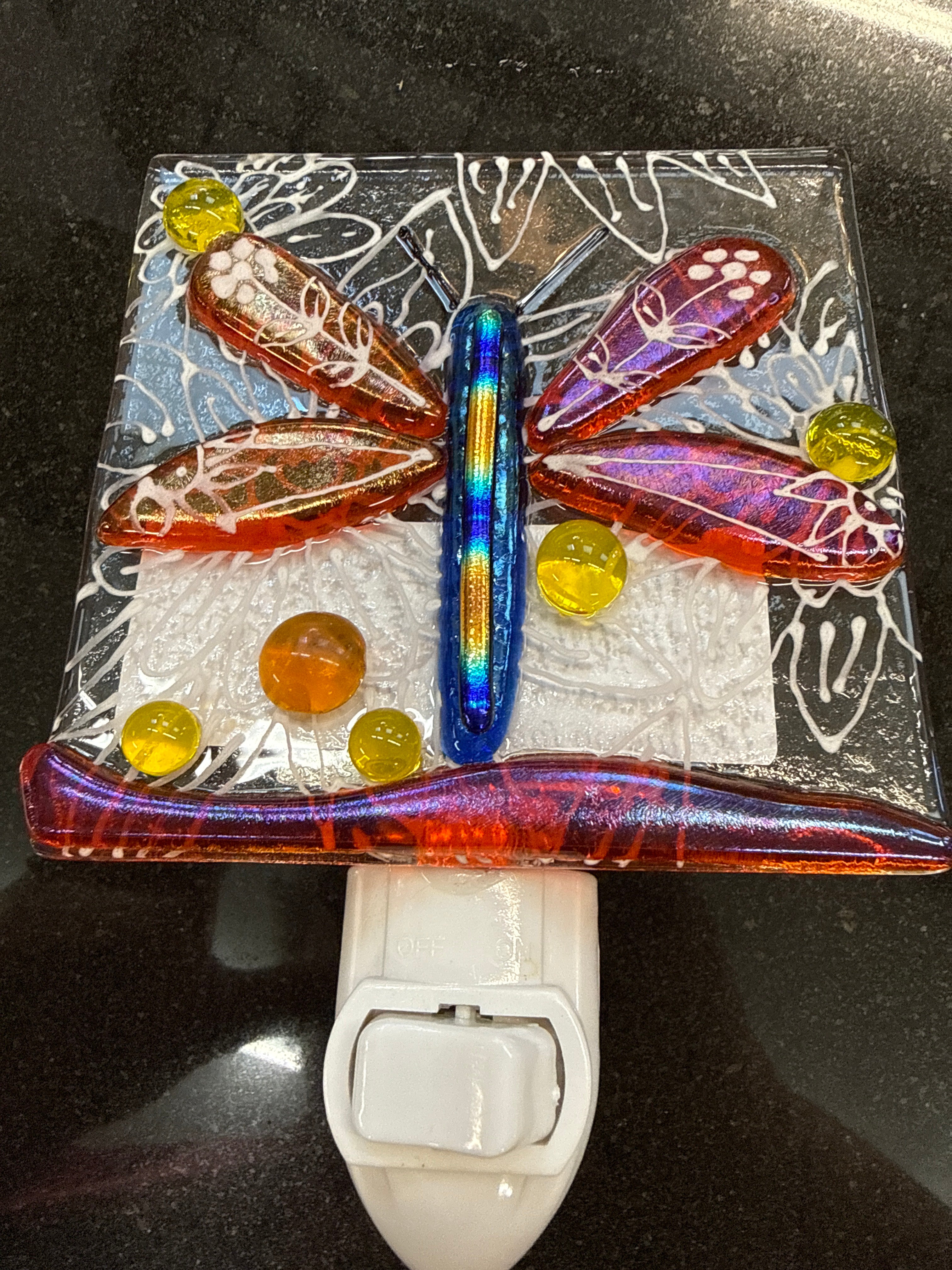 #325 Fused Glass Dragonfly Nightlight