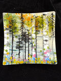 #214 birch tree glass plate