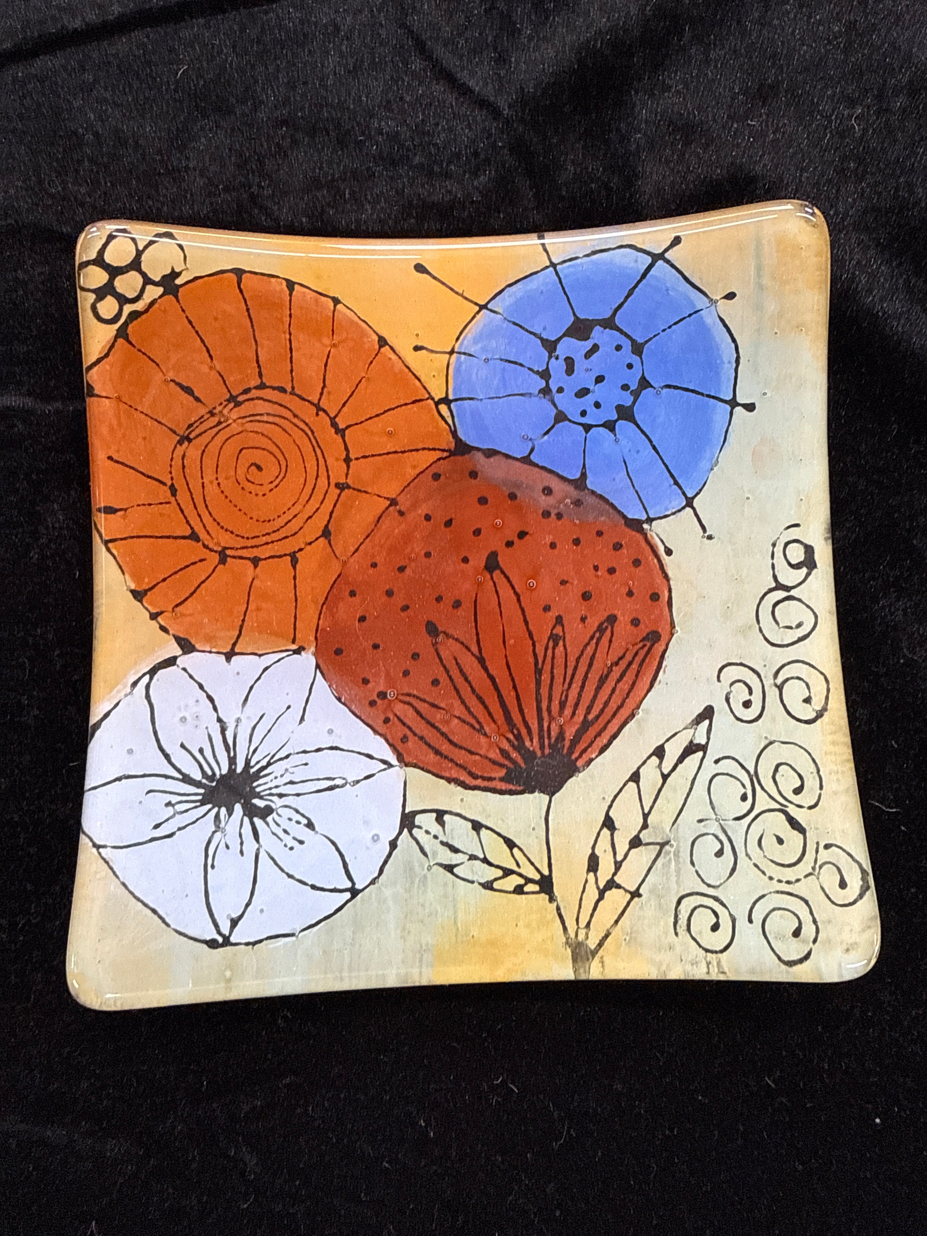 #259 6x6 doodle glass plate