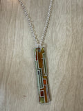 Necklace: yellow Tones Rectangle Abstract Pendant