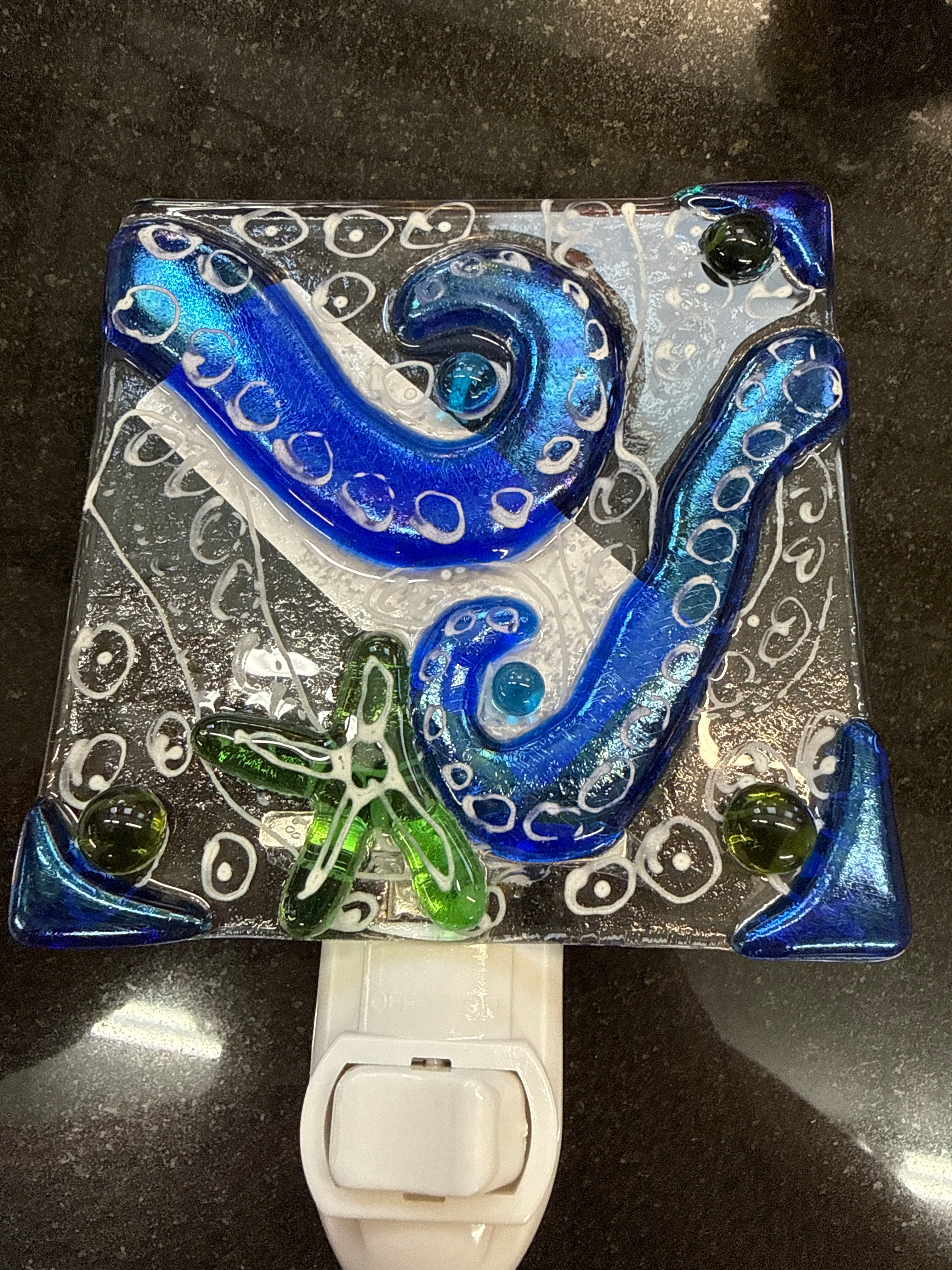 #322 Fused Glass Octopus Nightlight