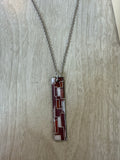 Necklace: Red Tones Rectangle Abstract Pendant