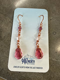 #1359 Pink Teardrop & Swarovski Earrings