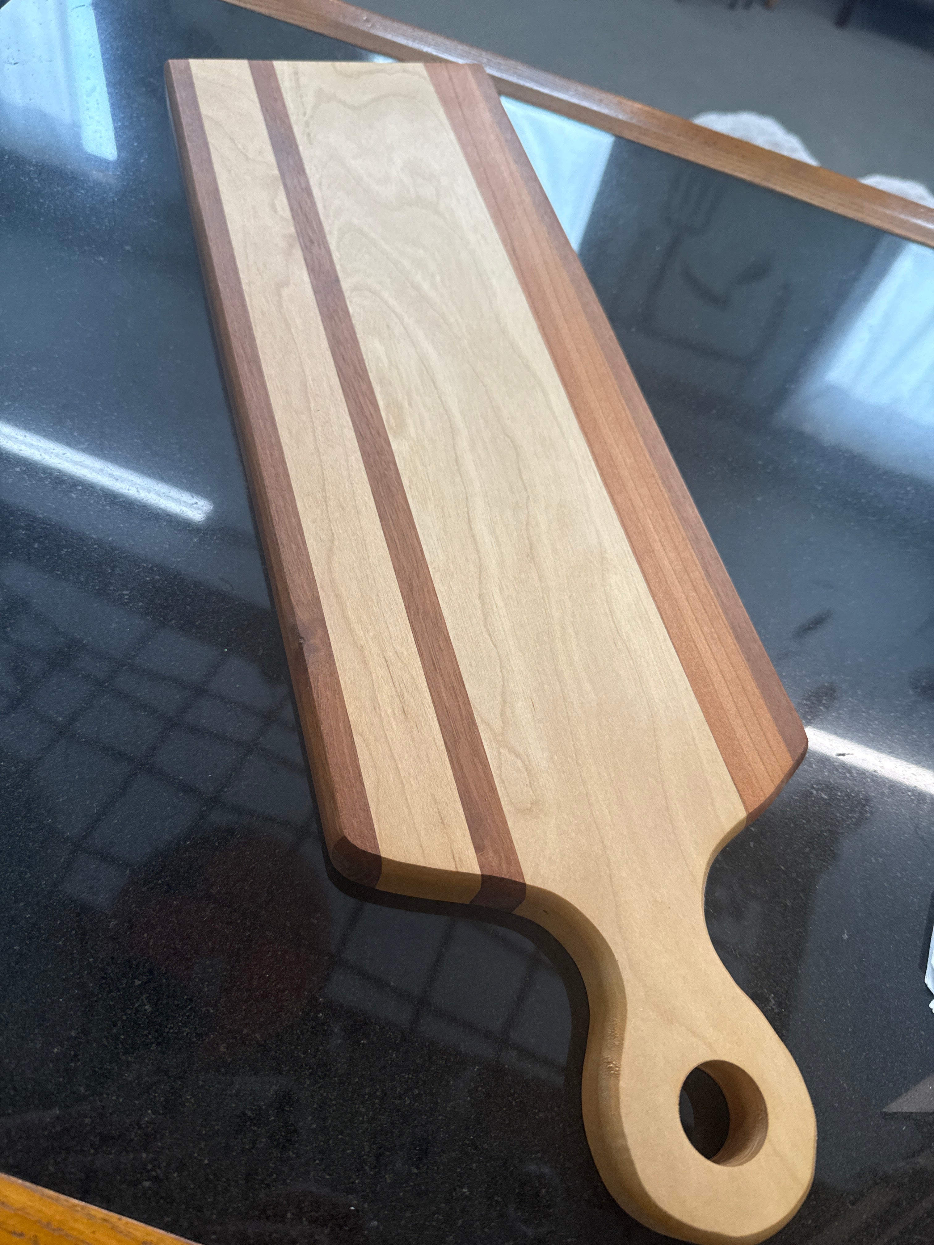 #36 Walnut, Cherry, Maple cutting board with Handle