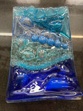 #377 Blue Bubble Glass Dish