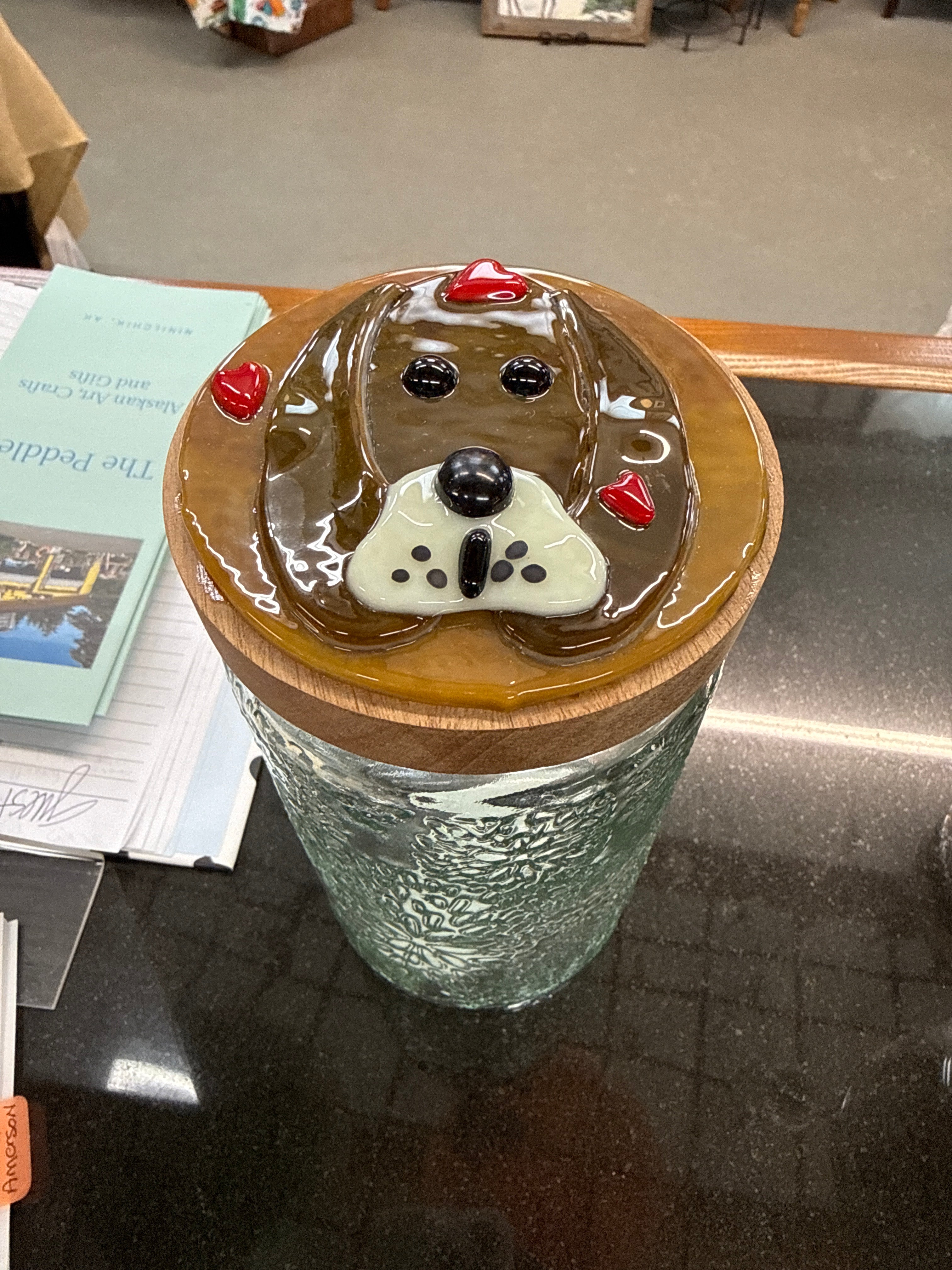#235 tall glass jar with dog lid