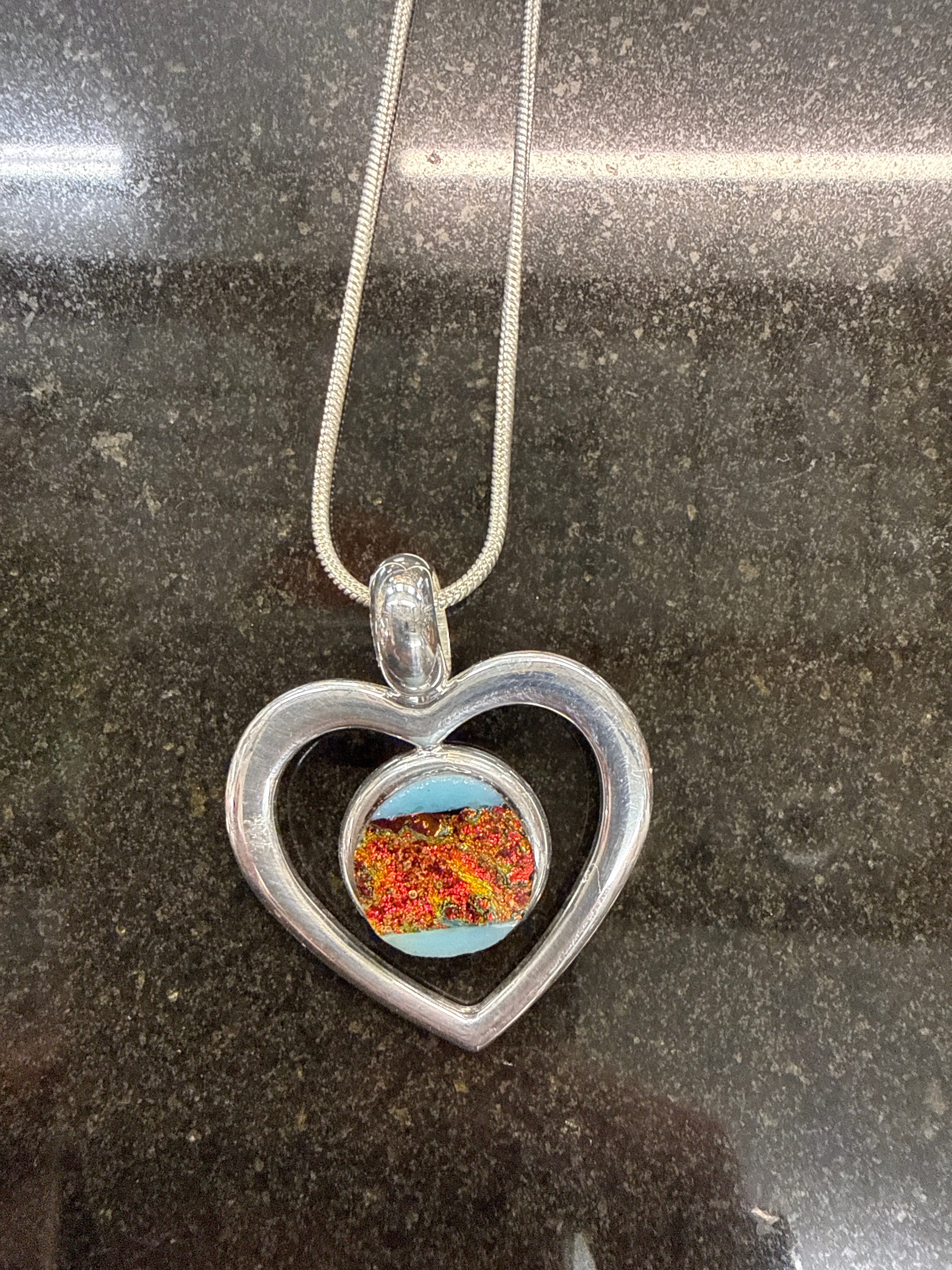#343 Fused Glass Heart Necklace