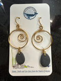 #320 Earrings: Ninilchik Stones, Brass Ear Wires, Hoop with Swirl