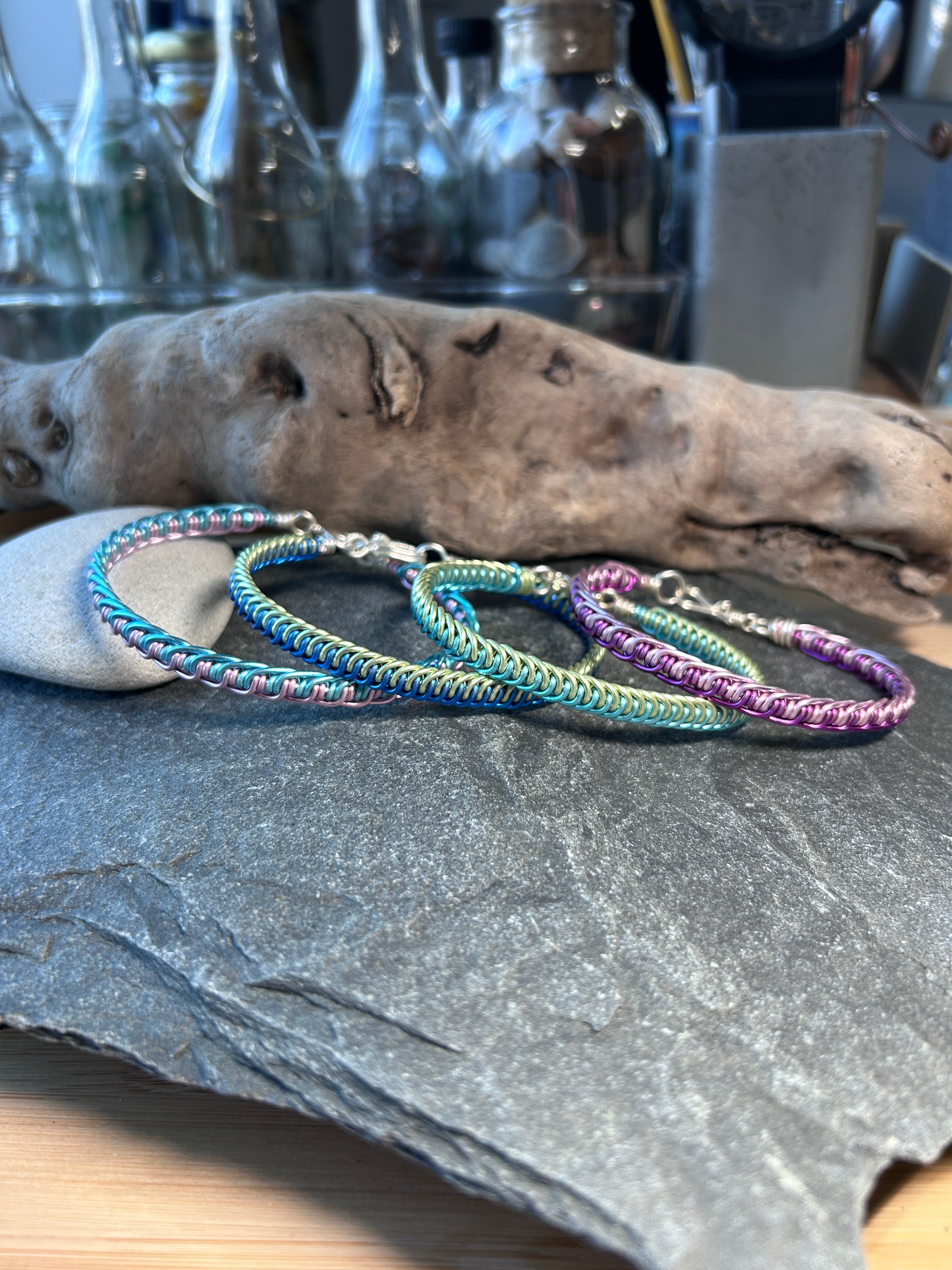 #1310 907 lmm Braided Wire Bracelets - Various Colors