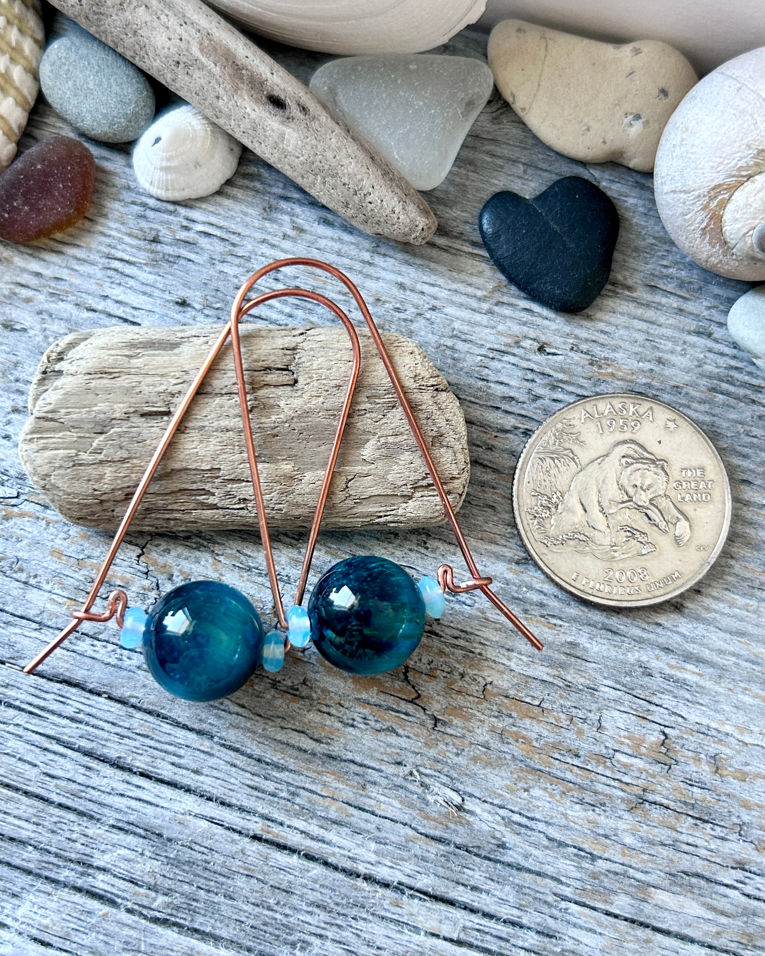 #1204 907 lmm Straight kidney style earrings with blue tiger eye