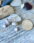 #1205 907 lmm Pink and silver hand blown bliss beads with rose quartz