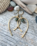#1223 907 lmm Brass round arches with green tourmaline