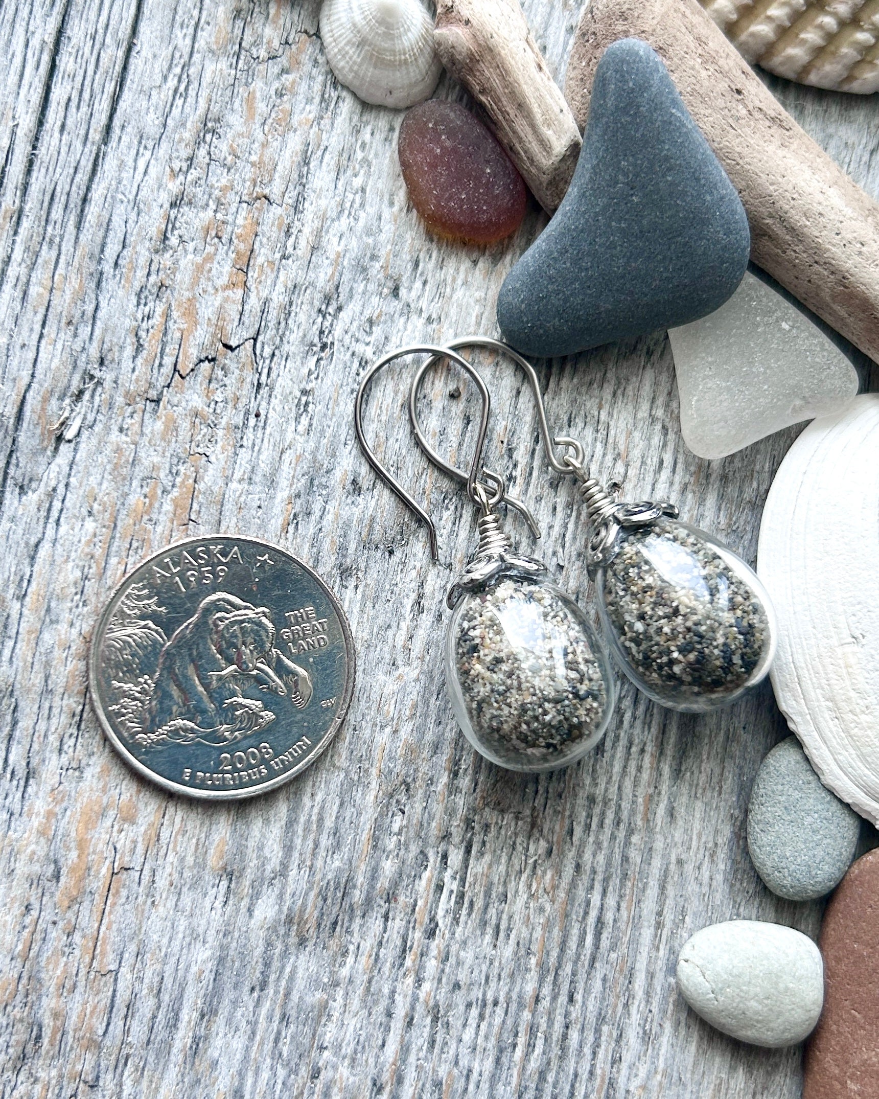 #1307 907 lmm  Tear drop sand globes : kasiloff beach sand