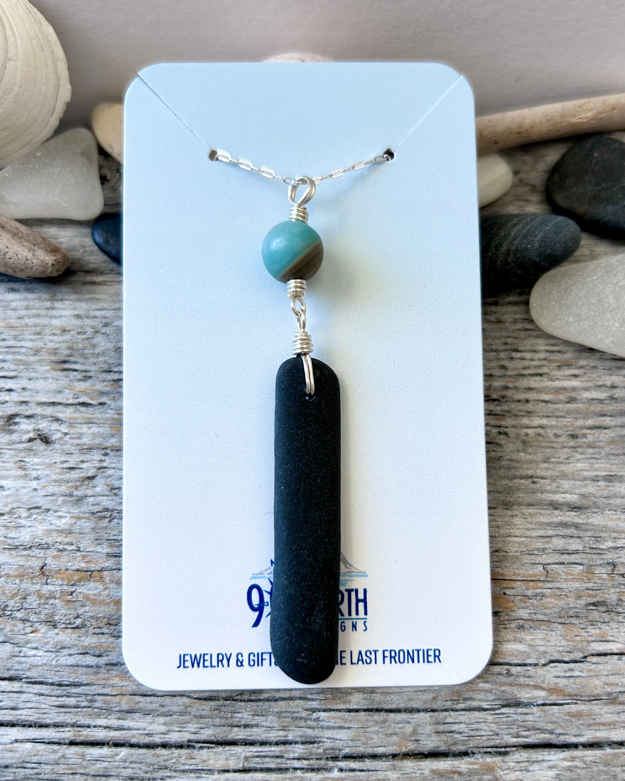 #1251 Kenai Peninsula Rock Necklace with Jasper Bead