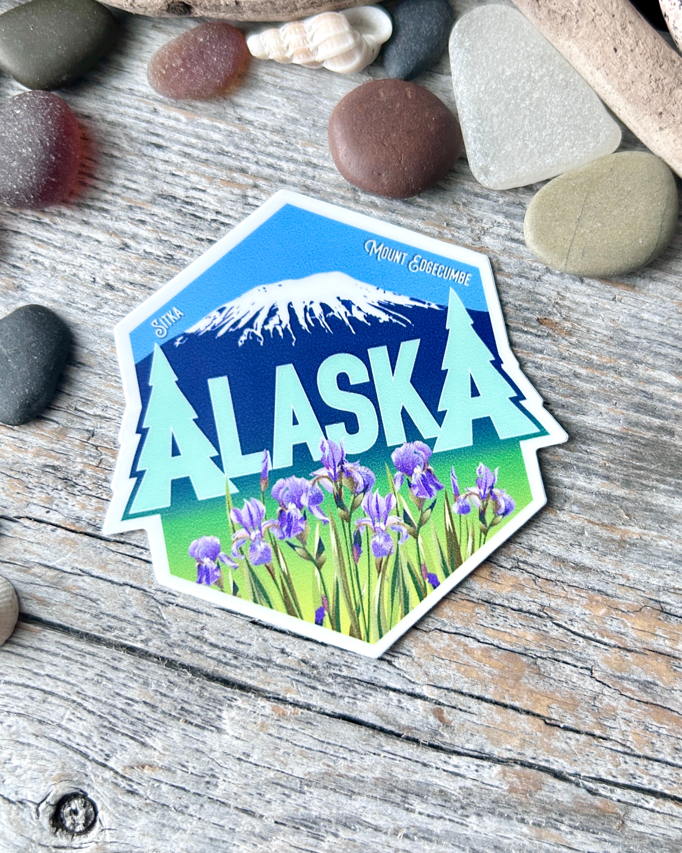 sticker: 907 North Alaska hexagon Sitka