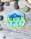 sticker: 907 North Alaska hexagon Kenai