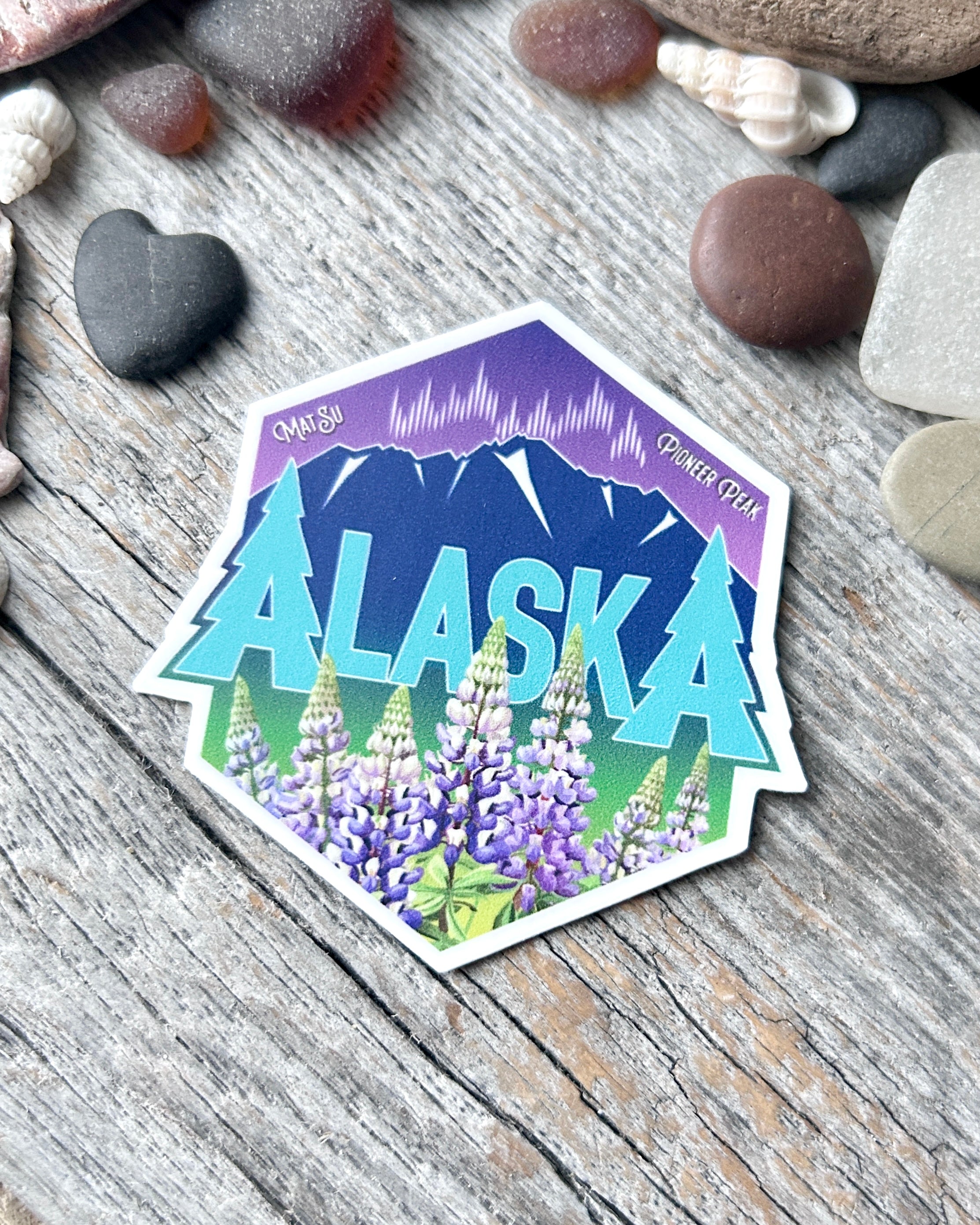 sticker: 907 North Alaska hexagon Matsu