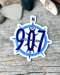 sticker: 907 North Compass