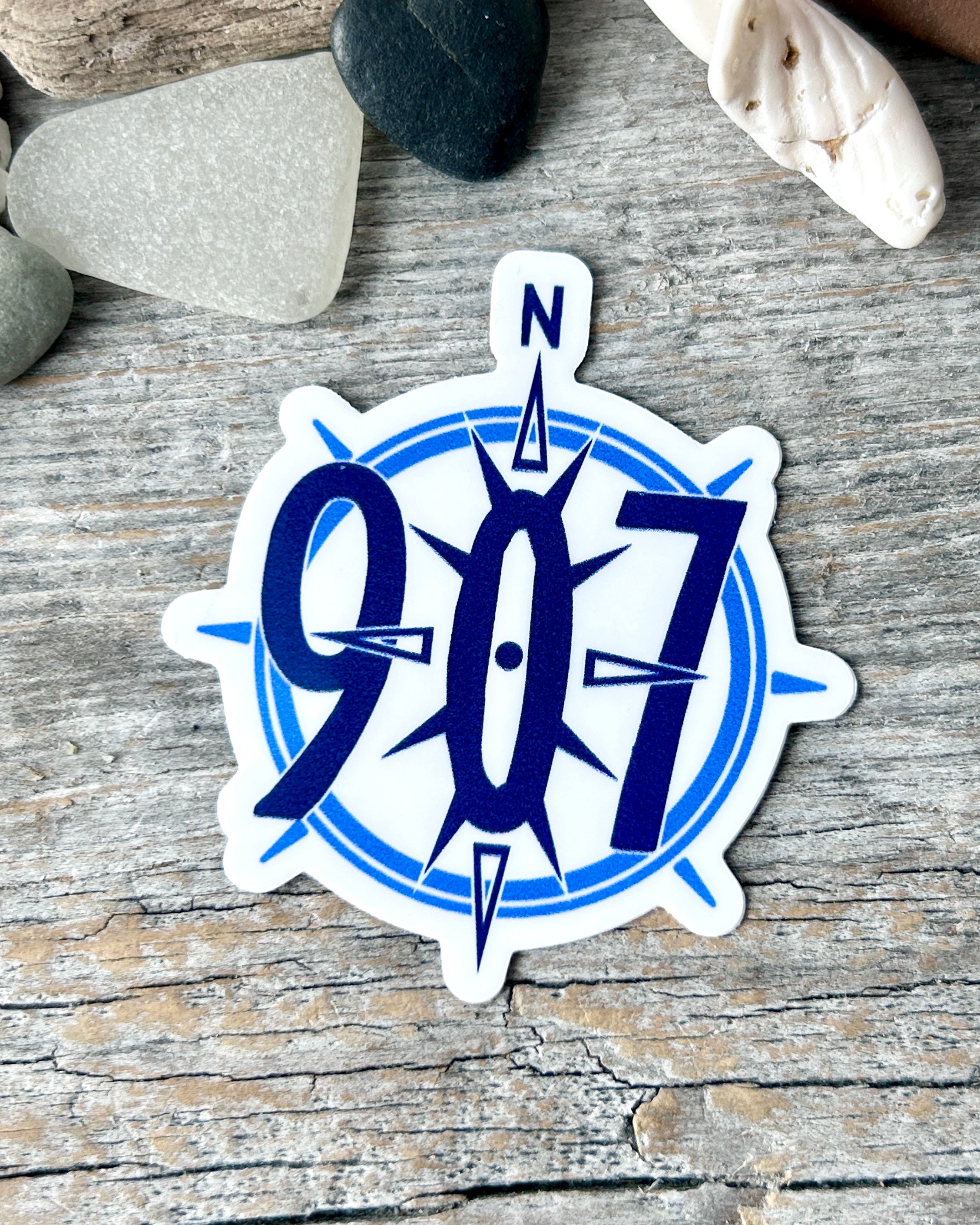sticker: 907 North Compass